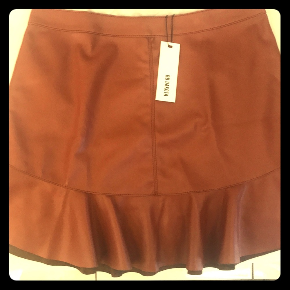 Leather rust  mini skirt